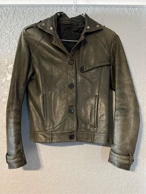 Ventcouvert Paris Olive Green Leather Jacket Size 2 “Made in France!”